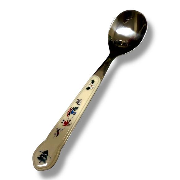 Pfaltzgraff Perennials Snow Village Hostess Set Cream Sugar Salt Pepper Spoon - Picture 6 of 9